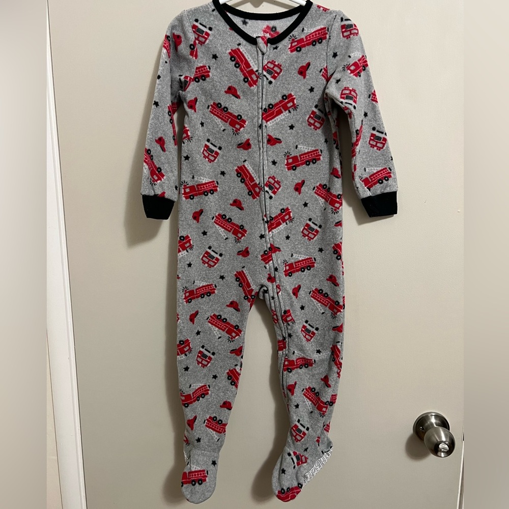 Used 3t fleece fire truck footie pajamas